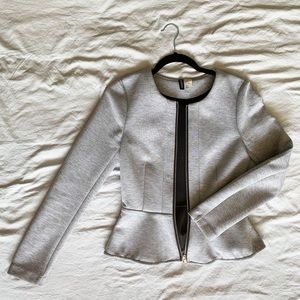 H&M Grey Peplum Style Blazer. Soft Cotton. Structured Shape.